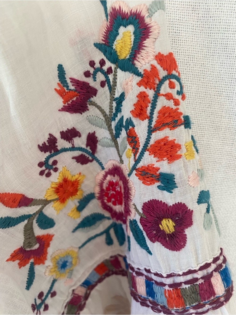 NWOT Johnny Was white Allegra peasant blouse colorful floral embroidery size L - Picture 7 of 16